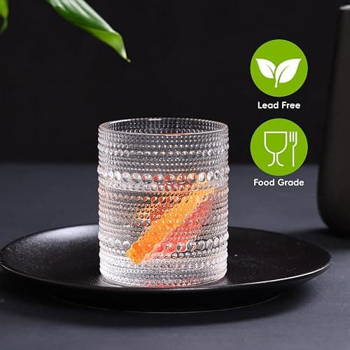 Moretoes Hobnail Drinking Glasses Set of 12, 12 Oz Highball Glasses & 10 Oz Cocktail Glasses, Clear Embossed Boho Glass Cups Kitchen Bar Tumbler Glassware Set for Whiskey, Beer, Juice, Milk thumbnail 4