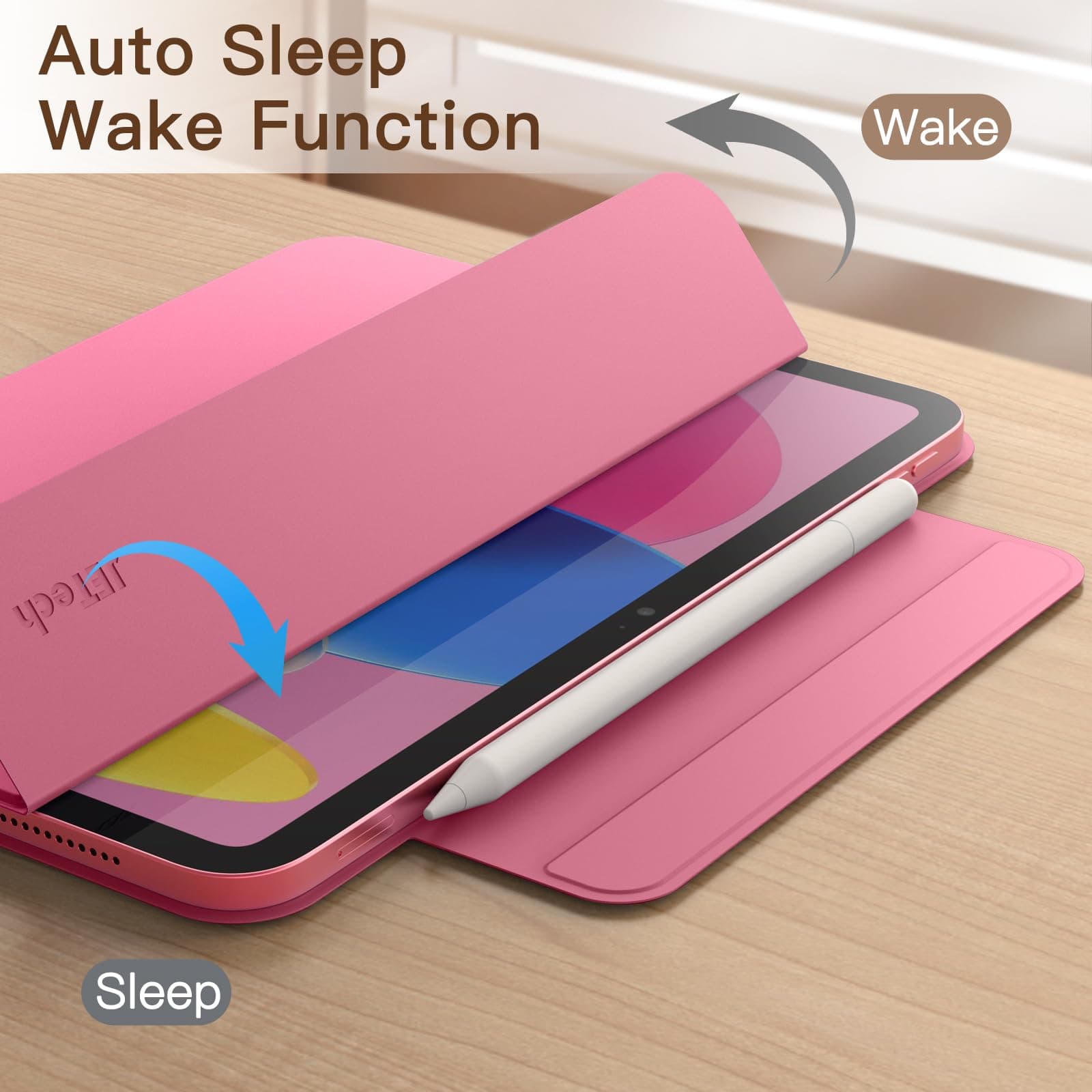 JETech Capa Magnética para iPad (A16) 11ª/10ª Geração (2025/2022), Fixação Magnética, Case Fina para Tablet com Despertar/Sono Automático (Rosa) thumbnail 5