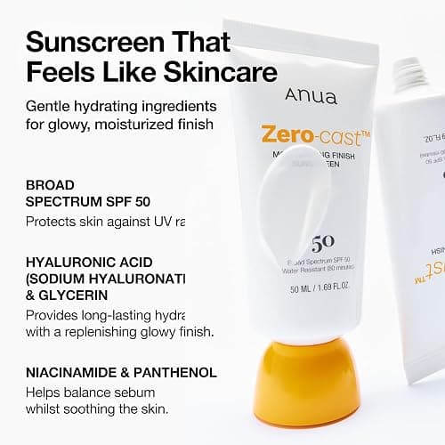 Anua, Zero-Cast Moisturizing Sunscreen SPF 50, Glow Natural Sunscreen for face, No White Cast, Hyaluronic Acid, Niacinamide, Oil-Free, Korean Skincare, 1.69 fl oz thumbnail 3
