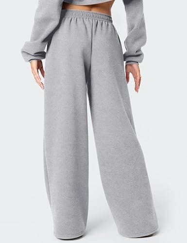 LOMON Wide Leg Sweatpants Women Fleece Sweat Pants Fall Clothes 2025 Teen Girl Baggy Jogger Sweatpant with Pockets thumbnail 3