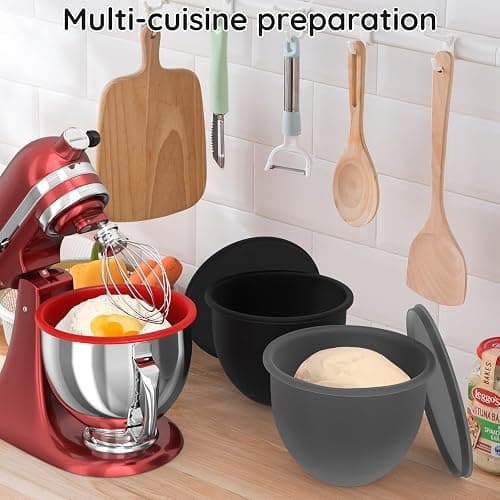 Uitwetu Silicone Liners for KitchenAid Tilt-Head 5QT Stand Mixers, Mixing Bowl Liner Replacement for Kitchen Aid 4.5-5 QT Mixer Attachments & Accessories, 3-Pack Liners with 3 Lids, Dishwasher Safe thumbnail 2