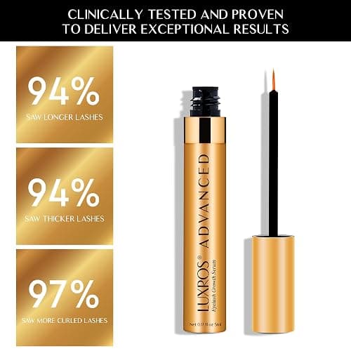 LUXROS Eyelash Serum 5 mL, Eyelash Enhancer Serum for Longer, Thicker Healthier Lashes, Made in USA, 5mL 6 Month Supply thumbnail 4