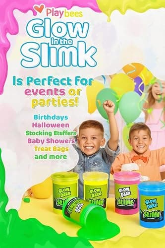 Playbees Glow in The Dark Slime – 6 Pack Neon Party Favors for Kids, Sensory Toy for Boys & Girls Ages 5+, Non-Toxic, Stretchy, Gooey Fun – Birthday, Halloween, Classroom & Treat Bags thumbnail 6