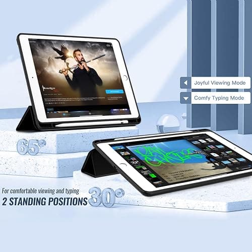 ToaPoia iPad 9th Generation Case 2021/iPad 8th Generation Case 2020 10.2 Inch with Pencil Holder, iPad 7th Gen 2019 Case with Clear Transparent Back, Auto Wake/Sleep Cover(Black) thumbnail 3
