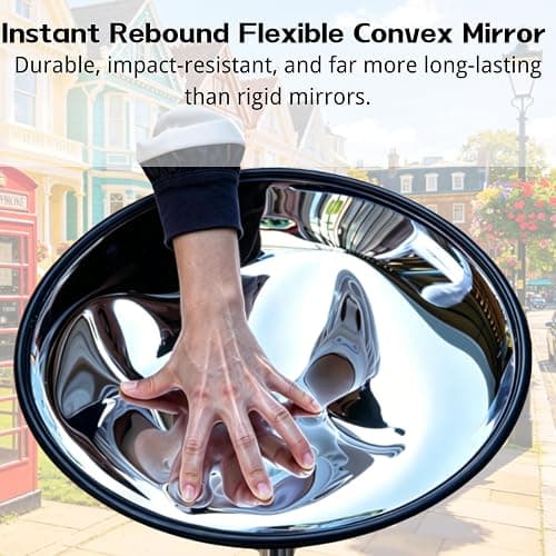 THAIMATS 24in Wide-Angle Unbreakable Convex Mirror | Heavy-duty unbreakable acrylic, instant rebound, wall mount. Indoor/outdoor for garage, driveway, warehouse, street. thumbnail 3