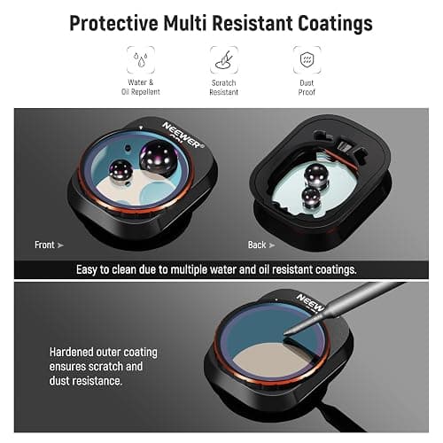 NEEWER ND CPL Filter Set Compatible with DJI Mini 4 Pro, 4 Pack Multicoated HD Optical Glass Screw On ND16 ND64 ND256 Circular Polarizing Neutral Density Filter Drone Accessories + 2X Cleaning Cloth thumbnail 7
