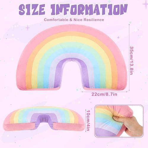 Chunful Rainbow Pillow Plush Arch Cushion,Macaron Colors,1 Pcs | Soft Stuffed for Girls Room, Cute Cushion for Bed Chair Home Decoration, 13.8x8.7x4 in Arch Decor, Christmas Lovely Gift thumbnail 3