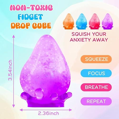 Fidget Toys Stress Cube, Cube Squishies Anxiety Stress Relief, Ice Squishy Stress Cube-Drop Malt Sugar Balls, Sensory Toys for Kids with Autism, Fidgets for Classroom Prize Toys (1pack Pink) thumbnail 2