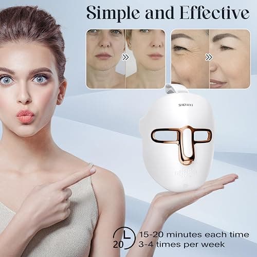 SDKWDH Red Light Photon Facial Mask, Wireless Rechargeable & Ergonomic Design with NIR, Portable for Home & Travel, Gold thumbnail 7