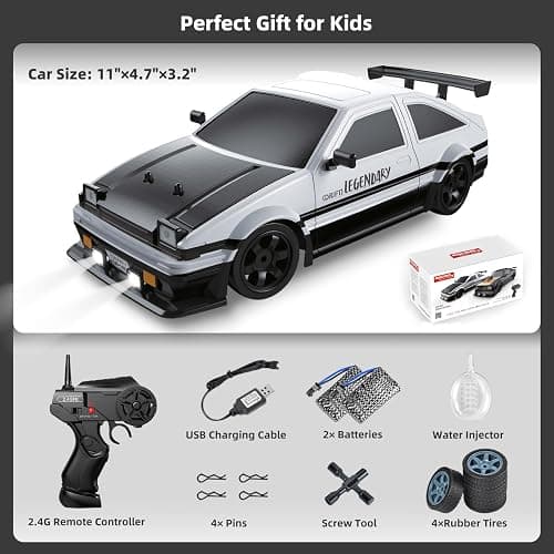 Sakeye RC Drift Car 2.4GHz 1:16 Scale 4WD High Speed Remote Control Cars Vehicle with LED Lights Two Batteries and Drifting Tires Racing Sport Toy Cars for Adults Boys Girls Kids thumbnail 6