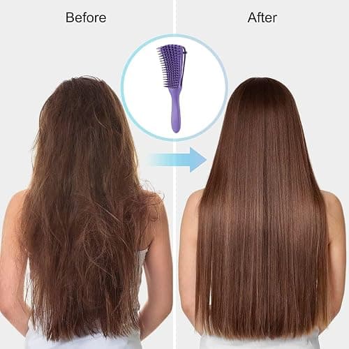 Detangling Brush for Curly Hair, Hair Detangler, Octopus Comb for Afro America Textured 3a to 4c Kinky Wavy/Wet/Dry/Long Thick Curly Hair Exfoliating Scalp for Beautiful and Shiny Curls (Purple) thumbnail 4