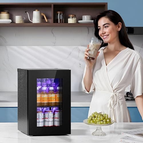 Antarctic Star 18L Beverage Refrigerator Cooler 24Can, Mini Fridge with Quiet Compressor, LED Light,Freestanding Small Fridge with Electronic Temperature Control for Home and Bar(40-61 ℉) thumbnail 2