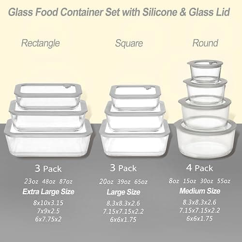 EcoEvo Glass Food Containers with Glass Lid, Microwave Safe Food Storage Container, Large 4 Pack Round Shape, Food Containers with Lids, Meal Prep containers with Leak Proof Lid. thumbnail 4