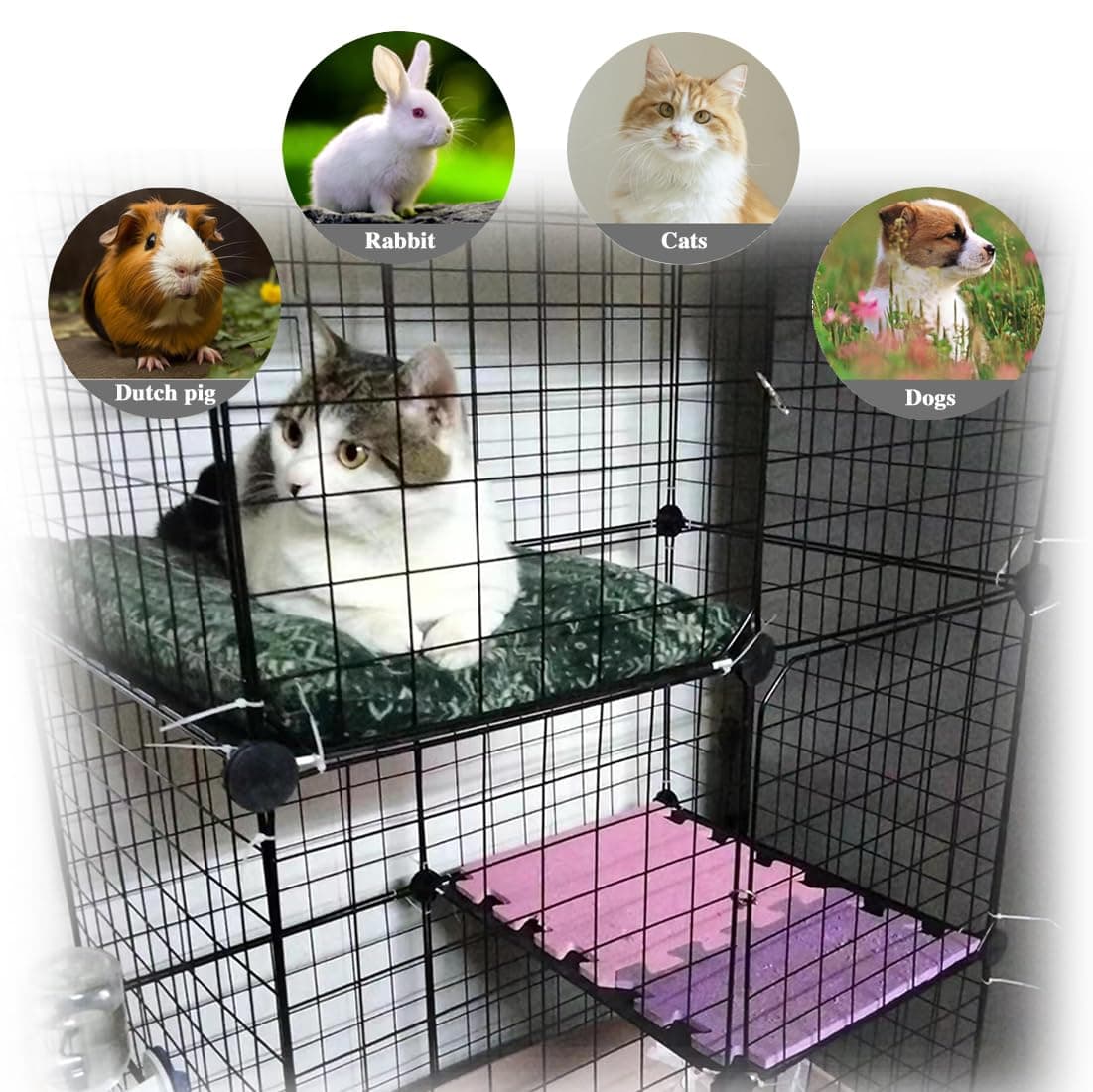 Cat Cage Indoor DIY Pet Playpen Detachable Metal Small Animal Cage Wire Ferret Cage Indoor Cat Kennels for Kitten Puppy Bunny (3 Tier) thumbnail 3