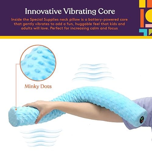 Special Supplies Sensory Vibrating Neck Pillow for Kids and Adults Plush Velvet Soft Cover with Textured Therapy Stimulation, Mind and Body Calming Relaxation - Blue thumbnail 3