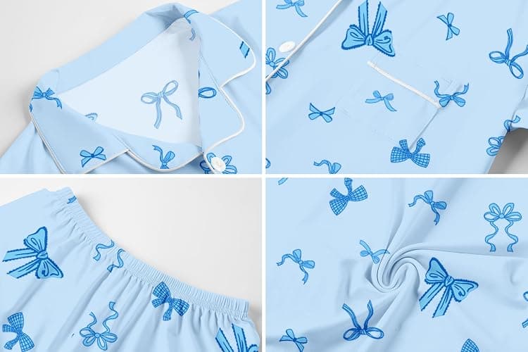 Umeyda Girls Pajamas Set Button Down Notch Collar Soft Short Sleeve Pjs Set with Long Pant Set Lounge Set thumbnail 6