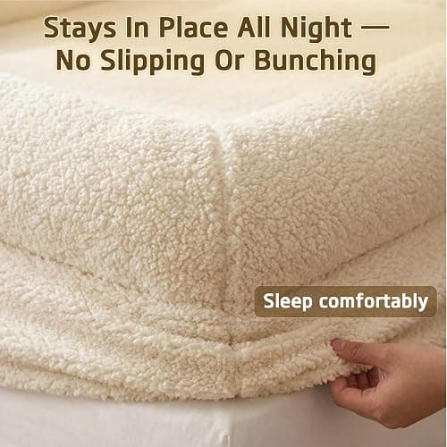 Bed Sheet with Padded Borders –Sherpa Fitted Sheet with Raised Edges for Secure Sleep, Soft Nest-Like Enclosure, Non-Slip Deep Pocket, Breathable & Machine Washable,Full: 75" x 54" x 14" thumbnail 3