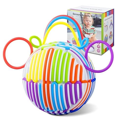 Keculf Upgraded 3D Sensory Activity Ball With 25 Strings, Diy Push Peel Sensory Activity Board, Sensory Fidget Toys for Autism Adhd Kids Adults Calming Stress, Travel-Friendly Toys Stress Relief Gifts - Image 1
