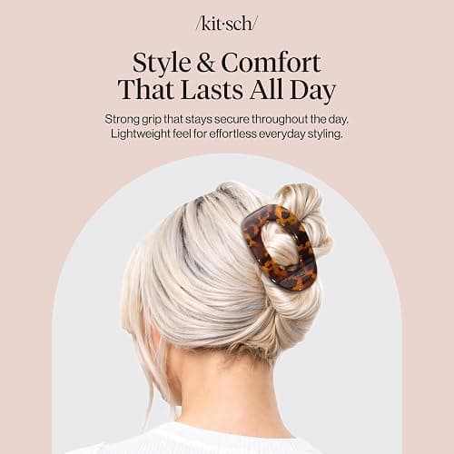 Kitsch Large Flat Claw Clip for Women - Tortoise, 1pc | Durable & Strong Hold Flat Hair Clips For Styling, Half Updo | Non-Slip for Secure, Comfortable Wear, For All Hair Types thumbnail 7
