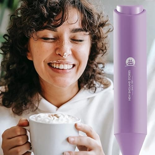 Powerful Milk Frother Handheld Foam Maker, Mini Whisk Drink Mixer for Coffee, Cappuccino, Latte, Matcha, Hot Chocolate, With Stand, Light Purple thumbnail 2
