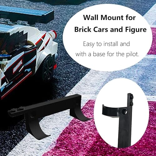 TEYOUYI 12PCS Wall Mount for Any Lego Speed Champions Sets Wall Bracket for Lego Speed of Champions with a Base for The Pilot,Wall Mount for Brick Cars and Figure Black thumbnail 3