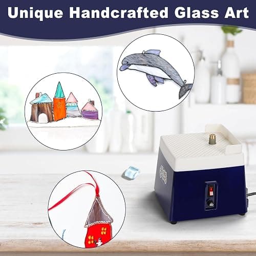 Stained Glass Grinder, Mini Glass Grinder Machine with 5/8" & 1" Grinder Bits, Stained Glass Kit & Glass Cutting Oil, Widely Used for Glass Processing Arts and Decoration - by Godora thumbnail 4