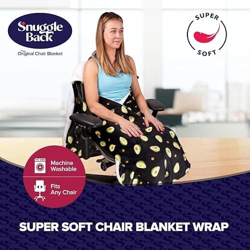 The Original Office Chair Blanket by SnuggleBack; Cozy Comfy Office Desk Chair Wrap Attaches for Convenient Heat and Hands-Free. Stay Warm In The Winter or Summer. Sherpa Fur Lining thumbnail 3