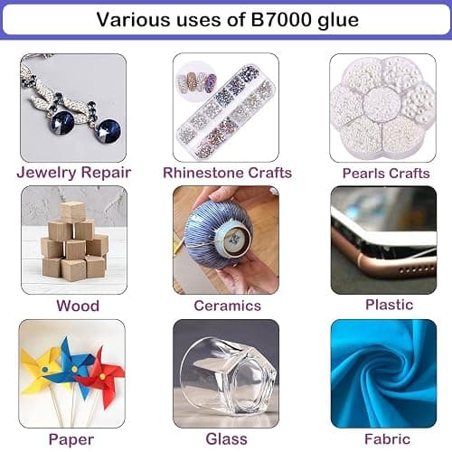 B7000 Adhesive Rhinestones Glue for Crafts, 2PCS 110ml / 3.7 fl oz with 5 Dotting Pen Tool, Wax Pencil and Tweezer, Jewelry Glue for DIY Craft, Makeup, Shoes, Jewelry Making, Nail Art thumbnail 7