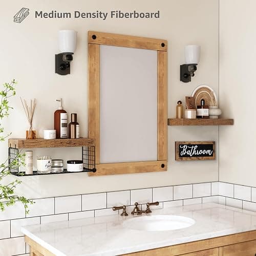 QEEIG ‎Bathroom Shelves Over Toilet - Paper Storage Wall Mounted Farmhouse Decor Decorations Aesthetic Décor Sign Small Floating Shelf 2+1 Set 16 inch, Rustic Brown (020BN) thumbnail 5