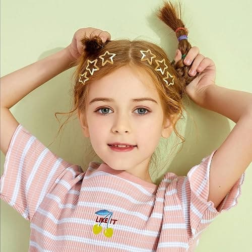 Star Hair Clips 2000s Y2K Snap Hair Barrettes Non Slip Star Hair Accessories Gold Metal Hair Clips for Girls Women -15 PCS 1.57" thumbnail 3