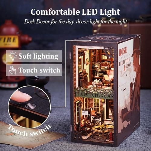 CUTEBEE Book Nook Kit - DIY Miniature House Dollhouse Kit for Adult and Teens, Booknook Bookshelf Decor Alley Model Build with LED Light, Gifts for Family and Friends thumbnail 5