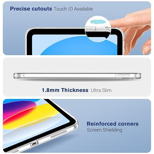 ProCase Clear Case for iPad 11th Generation（A16） 2025 11 Inch/ 10th 10.9 Inch 2022, Slim Light Transparent Anti-Yellow Back Cover for iPad 11/10 Gen 11" 10.9" -Clear thumbnail 3