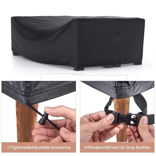 Heavy Duty Patio Furniture Covers Waterproof, Mrrihand Patio Furniture Outdoor Sectional Sofa Couch Set, Patio Table and Chair Set Cover 89.7" L×62.2" W×28.3" H thumbnail 4