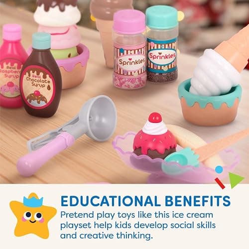 Battat – Play Circle – Toy Food – Ice Cream Set – Kitchen Accessories for Kids – Pretend Play – Sweet Treats Ice Cream Parlour – 3+ Years(21 Pieces) thumbnail 2
