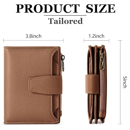 Airkit Small Wallet Women RFID Blocking Genuine Leather Bifold Compact Card Holder for Women with Zipper Coin Pocket 4 ID Windows thumbnail 3