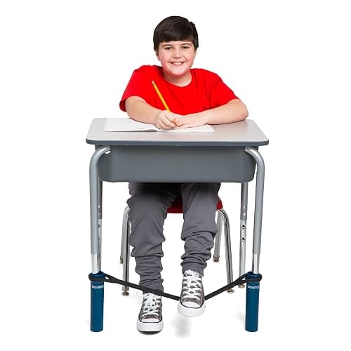 Bouncyband Original Bouncy Bands for Desks, Blue, 1-Pack – Desk Chair Bands for 20” to 28” Wide Desk Legs with 1.5” Diameter Support Pipes – Silent Sensory Tool Increases Focus and Relieves Stress - Image 1