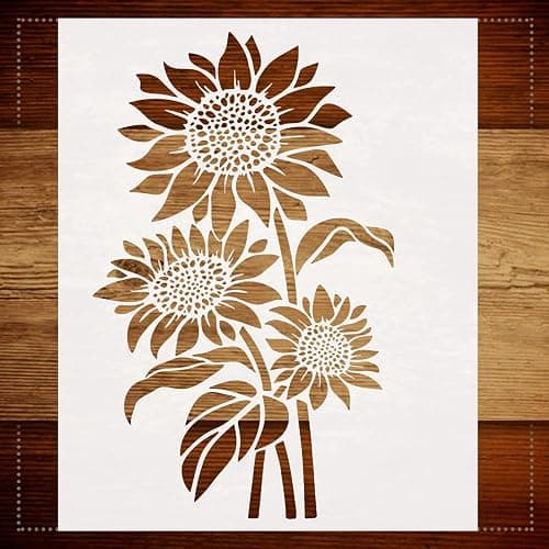 Sunflower Stencil for Painting, 8x11 Inches - Reusable Floral Stencil for Walls, Canvas, Paper - Image 1