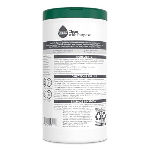 Seventh Generation Disinfecting Wipes, Lemongrass Citrus, 70 Count, 3 Pack, Botanical Multi-Surface Cleaner Kills 99.9% Germs, No Bleach, Plant-Based Formula for Home, Kitchen, Bathroom, Car Interior thumbnail 2