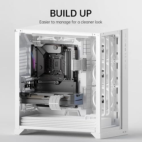 AsiaHorse Power Supply Sleeved Cable, 16 AWG PSU Extension Cable Kit of White Connector, 1x24Pin/2x4+4 EPS/3x6+2 PCI-E, 30cm Length with Combs-White thumbnail 5