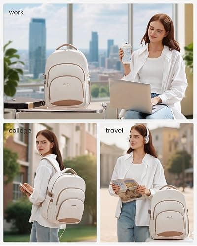 LOVEVOOK Laptop Backpack for Women, 15.6-Inch Work Backpack, Back to School Bookbag for College Student Teen Girls, Casual Personal Item Travel Bag Business Computer Daypack for Teacher Nurse, Gift thumbnail 3