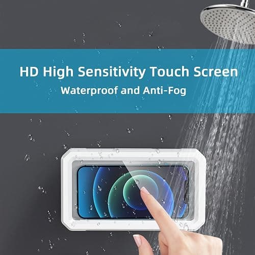 DOSAKEIKO Shower Phone Holder Waterproof Adjustable Rotating Wall Mount Touchscreen Compatible Multi Functional Phone Holder for Shower Bathroom Waterproof Anti Fog Design thumbnail 5