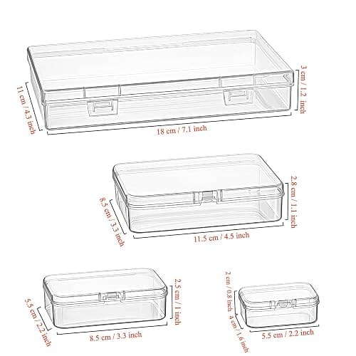 Goodma 24 Pieces Mixed Sizes Rectangular Empty Mini Clear Plastic Organizer | Storage Box Containers, Hinged Lids, For Small Items, Craft Projects thumbnail 3