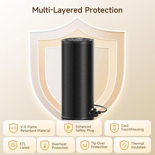 Electric Space Heater for Home, 1800W Fast Heating PTC Portable Heaters with Thermostat and Remote, 12H Timer, Overheating Protection, 60° Oscillation, Room Ceramic Heater for Office Bedroom Home thumbnail 3