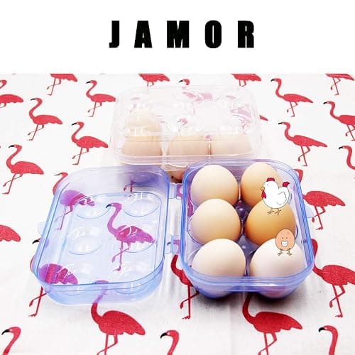 JAMOR 6 Grid Egg Storage Box Refrigerator Crisper Egg Protection Box Portable Egg Carriage Container For Camping Picnic Essential (Blue) thumbnail 5