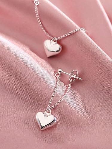 Heart Dangle Earrings for Women – Trendy Asymmetrical Drop Earrings in Gold, Silver or Rose Gold – Mismatched Statement Jewelry for Gifts & Parties thumbnail 4