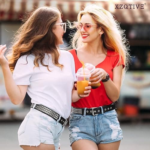 XZQTIVE Studded Belt Metal Punk Rock Rivet Belts for Women/Men Punk Leather Belt Gothic Belt Accessories for Jeans Pants thumbnail 3