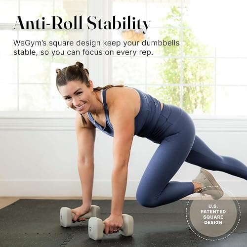 WeGym SafeGrip Square Dumbbells with Anti Slip Handles, Aesthetic Free Weights for Home Workouts, Stable Design Prevents Rolling during Floor Exercises thumbnail 3