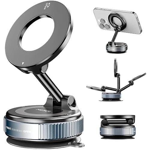 Magnetic Car Phone Holder, 360° Adjustable Car Accessories for Women & Men Compatible with Magsafe Car Mount for iPhone & All Smart Devices and Gadgets - Image 1