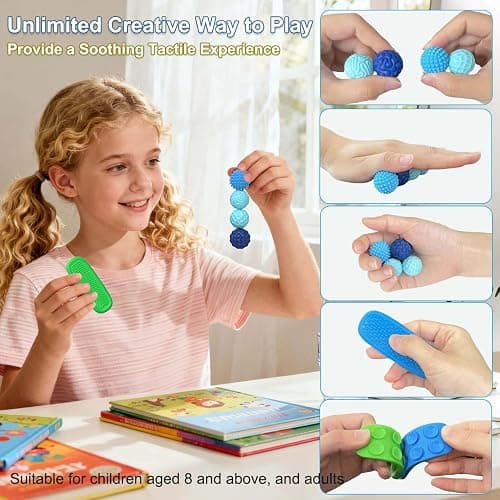 Fidget Toys Adults Silicone Magnetic Balls & Sensory Stones, 6 PCS Stress Relief Sensory Toys for Autism ADHD Anxiety, Office Desk Toys, Stocking Stuffers for Adults Teens thumbnail 6