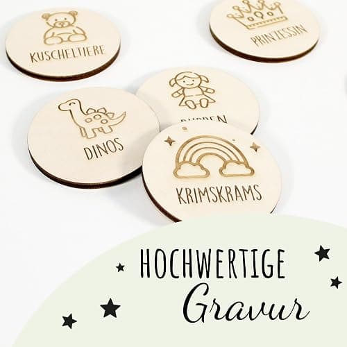 Holzura Kinderzimmer Ordnungsetiketten für IKEA Trofast Regale – anpassbare Beschriftung für Spielzeug Aufbewahrung, Holz Organizer für Trofast Boxen & Wäschesortierung thumbnail 4